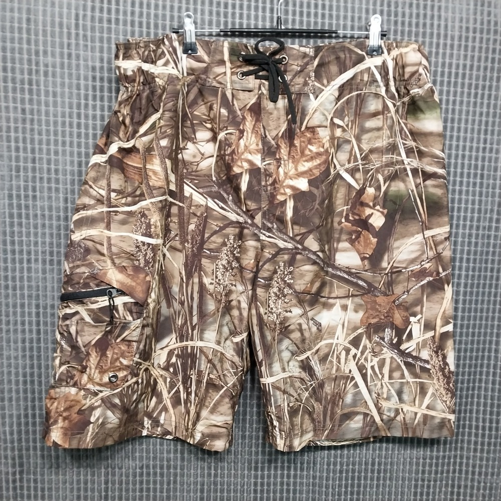 Realtree Mens Board Shorts Advantage Max-4 HD Camo Cargo 38 Brown